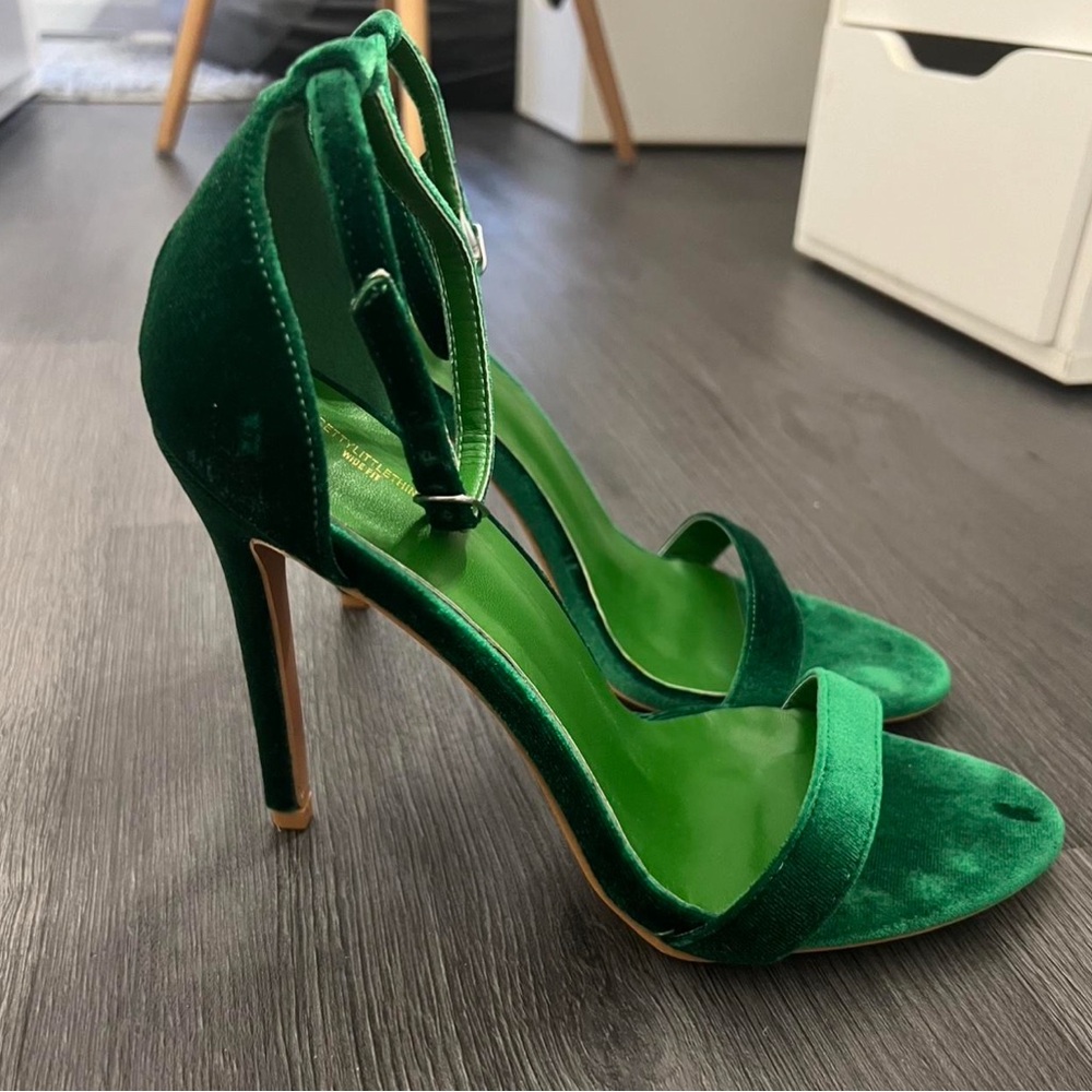 PLT Green Velvet High Heels